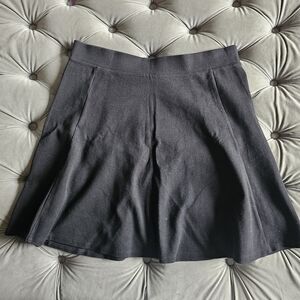 Ann Taylor Pull On Stretch Knit Circle Skater Skirt Black Sz M